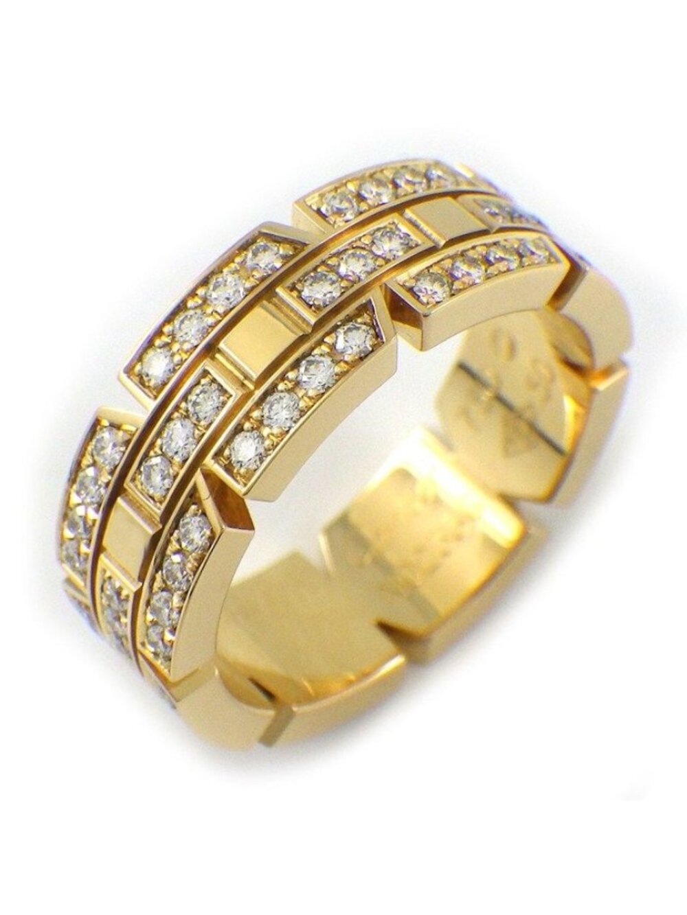 Cartier Ring Tank Francaise Full Diamond 18K Yellow Gold